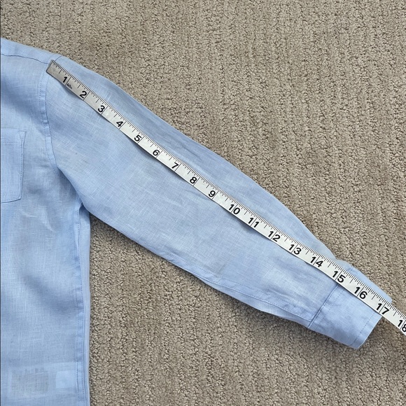 Janie and Jack Light Blue Linen Blend Button Down Shirt Boys Size 6 EUC - Picture 7 of 11